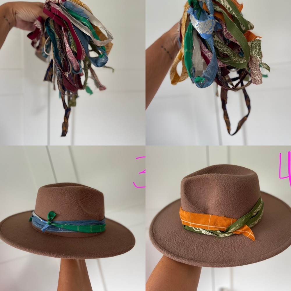Hat band ribbon puggaree Border Recycled sari Silk each unique swag